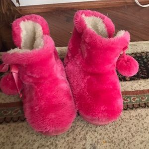Pink fuzzy slipper